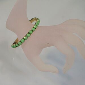 Green And Gold Stretch Bracelet Faceted Acrylic Beads Summer Fashion